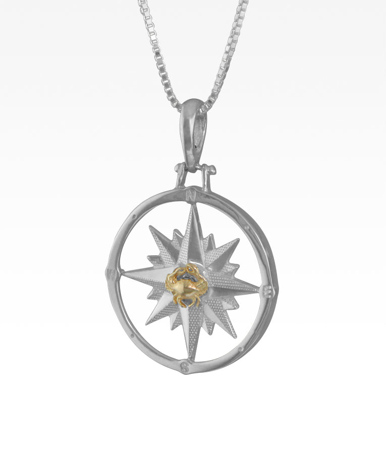 Compass Rose Crab Necklace Silver Linings Jewelry