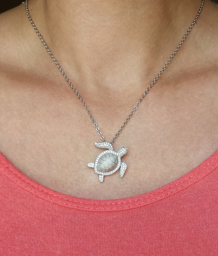 Satin Shell Sea Turtle Necklace