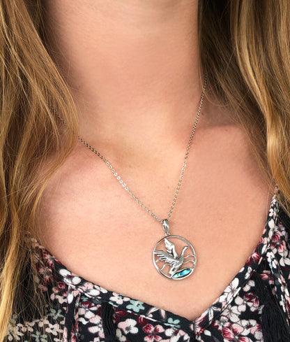 Mallard in Flight Abalone Necklace