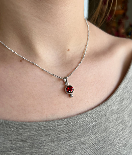 Garnet Dot Necklace