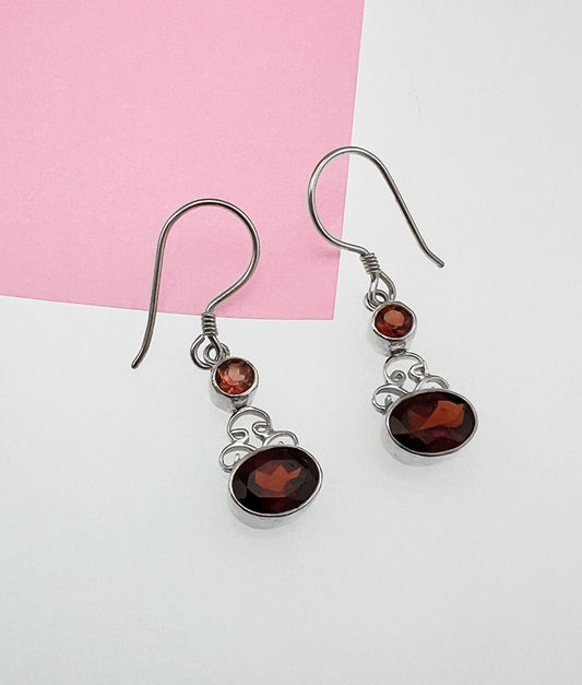 Garnet Filigree Earrings