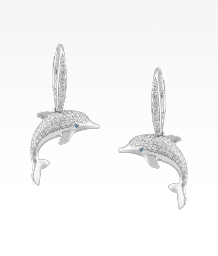 Pavé Dolphin Earrings – Silver Linings Jewelry