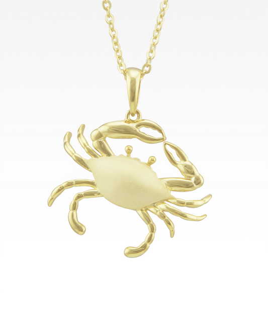 Satin Shell Yellow Gold Crab Necklace