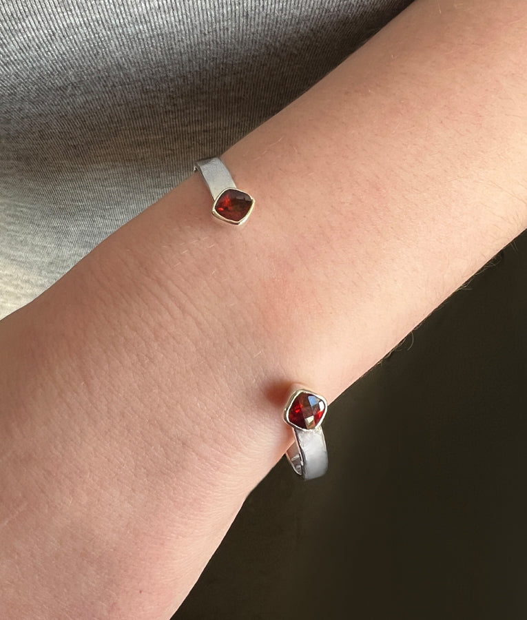 Double Square Garnet Cuff