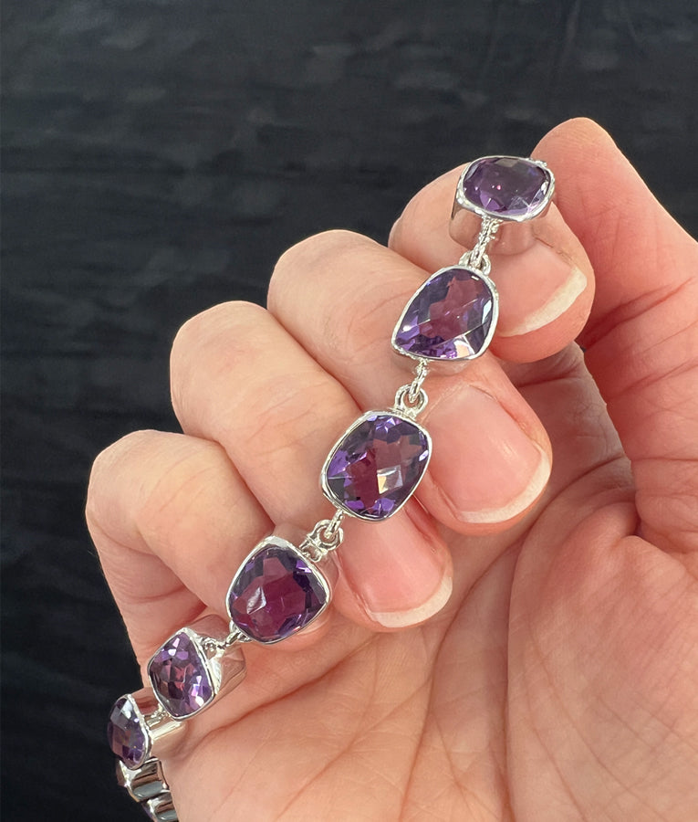 Amethyst Freeform Link Bracelet