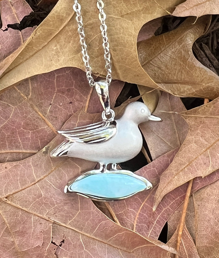 Mallard on Larimar Necklace