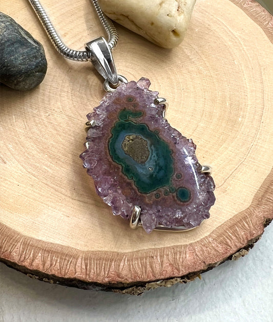 Amethyst Stalactite Slice Necklace